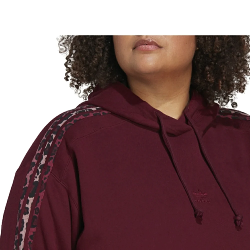 New w/Tags Adidas Originals 3-Stripe Leopard Plus-Size Logo Cropped Hoodie - 3X